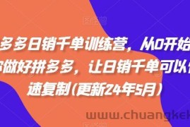 拼多多日销千单训练营，从0开始带你做好拼多多，让日销千单可以快速复制(更新24年5月)