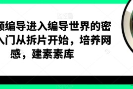 短视频编导进入编导世界的密钥，入门从拆片开始，培养网感，建素素库