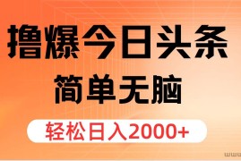 （11849期）撸爆今日头条，简单无脑，日入2000+