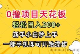 （15341期）0撸项目天花板，日入200+，新手小白秒上手，一部手机即可操作
