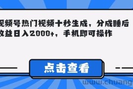 （14851期）视频号热门视频十秒生成，分成睡后收益日入2000+，手机即可操作
