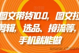 抖音图文带货10.0，图文拉流、图文剪辑，选品、接流等，一部手机就能做