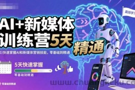 AI+新媒体训练营，5天快速掌握AI和新媒体营销技能，零基础到精通