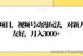 蓝海项目，视频号动漫玩法，对新人友好，月入3000+【揭秘】