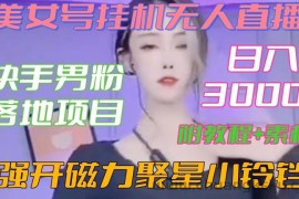 快手男粉落地项目，美女号挂机无人直播，强开磁力聚星小铃铛，日入3000+【附教程和美女素材】【揭秘】