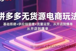 （15886期）拼多多无货源电商玩法：基础搭建+供应链管理+流量运营，从开店到爆单