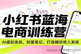 小红书蓝海电商训练营：AI虚拟选品，批量笔记，打造睡后收入系统