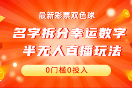 （6925期）名字拆分幸运数字半无人直播项目零门槛、零投入，保姆级教程、小白首选