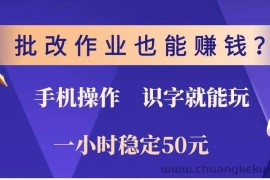 （14285期）批改作业也能赚钱？0门槛手机项目，识字就能玩！一小时稳定50元！