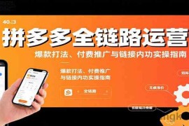 拼多多全链路运营课，爆款打法、付费推广与链接内功实操指南