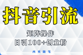 （5871期）抖音引流术，矩阵操作，一天能引100多创业粉