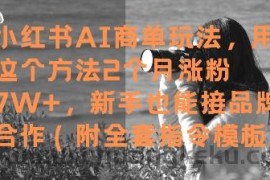 小红书AI商单玩法，用这个方法2个月涨粉7W+，新手也能接品牌合作(附全套指令模板)