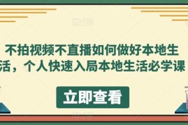 （5831期）不拍视频不直播如何做好本地同城生活，个人快速入局本地生活必学课