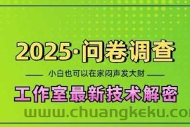 2025问卷调查最新工作室技术解密：一个人在家也可以闷声发大财，小白一天2张，可矩阵放大【揭秘】