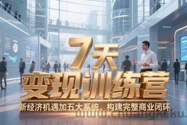（15200期）7天咨询师变现训练营，新经济机遇加五大系统，构建完整商业闭环