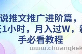 小说推文推广进阶篇，每天1小时，月入过W，新手必看教程