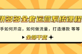 （4430期）拼多多全套运营系统课程：新手如何开店 如何做流量 打造爆款 等等 全部干货