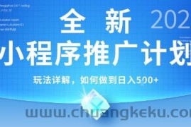 2025年最新小程序推广计划，简单操作，独家技术，日均5张+【揭秘】