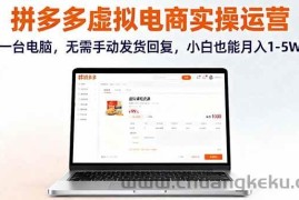 （16138期）拼多多虚拟电商实操运营，一台电脑，无需手动发货回复，小白也能月入1-5W