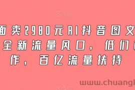 外面卖2980元AI抖音图文带货，全新流量风口，低们槛创作，百亿流量扶持