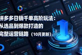 （16404期）拼多多日销千单高阶玩法：从选品到爆款打造的完整运营链路（10月更新）