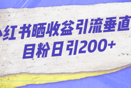 （7045期）小红书晒收益图引流垂直项目粉日引200+