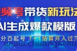 视频号带货新玩法，AI生成，百分百原创爆款模版，百分百起号，高佣商品T+1结算月入过W【揭秘】