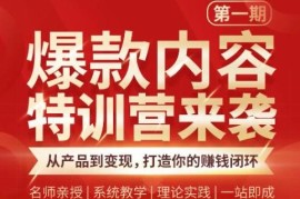 （1835期）爆款内容特训营：从产品到变现，逐级跃迁，打造你的赚钱闭环