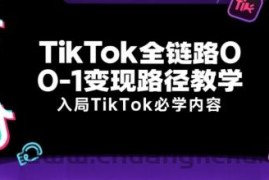 TikTok全链路0-1变现路径教学，入局TikTok必学内容