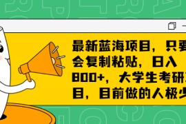 （6780期）最新蓝海项目，只要会复制粘贴，日入800+，大学生考研项目，目前做的人极少