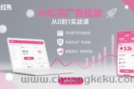 小红书广告投放从0到1的实战课，学完即可开始投放，拒绝无效广告消耗