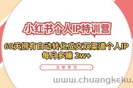 （11841期）小红书·个人IP特训营：60天拥有 自动转化成交双渠道个人IP，每月多赚 2w+