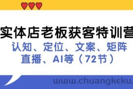 （11991期）实体店老板获客特训营：认知、定位、文案、矩阵、直播、AI等（72节）