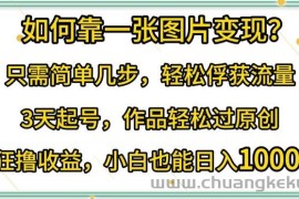 如何靠一张图片变现?只需简单几步，轻松俘获流量，3天起号，作品轻松过原创【揭秘】