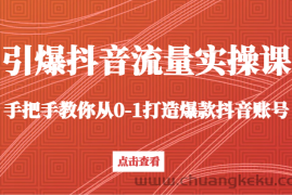 引爆抖音流量实操课，手把手教你从0-1打造爆款抖音账号