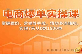 电商爆单实操课：掌握提价、营销等手段，借助多流辅助，实现7天从0到1500单