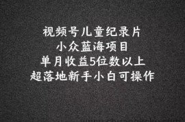 2024蓝海项目视频号儿童纪录片科普，单月收益5位数以上，新手小白可操作