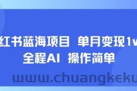 小红书蓝海项目 单月变现1w+ 全程AI 操作简单