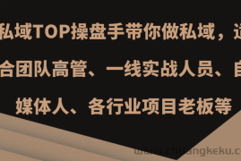 私域TOP操盘手带你做私域，适合团队高管、一线实战人员、自媒体人、各行业项目老板等