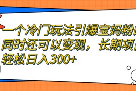 （7147期）一个冷门玩法引爆宝妈粉的同时还可以变现，长期项目轻松日入300+