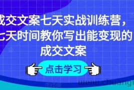 成交文案七天实战训练营，七天时间教你写出能变现的成交文案