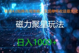 利用4.0矩阵布局策略，实现单号收益最大化，磁力聚星新玩法，日入1k+【揭秘】