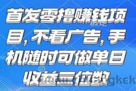 首发零撸挣钱项目 不看广告 手机随时可做 单日收益三位数【揭秘】