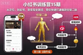 小红书训练营15期，从定位、到起号、到变现全路径，带你快速打通爆款任督二脉