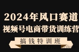 2024年风口赛道视频号电商带货训练营搞钱特训班，带领大家快速入局自媒体电商带货