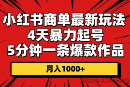 （10779期）小红书商单最新玩法 4天暴力起号 5分钟一条爆款作品 月入1000+