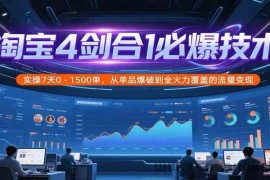 淘宝4剑合1必爆技术，实操7天0-1500单，从单品爆破到全火力覆盖的流量变现