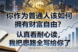 付费文章：你作为普通人该如何拥有财富自由？认真看耐心读，我把思路全写给你了