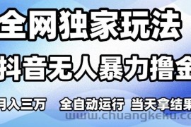 全网独家玩法，抖音无人暴力撸金，月入3W，全自动运行，当天拿结果，可矩阵【揭秘】