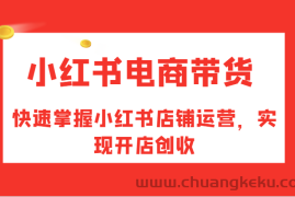 小红书电商带货，快速掌握小红书店铺运营，实现开店创收